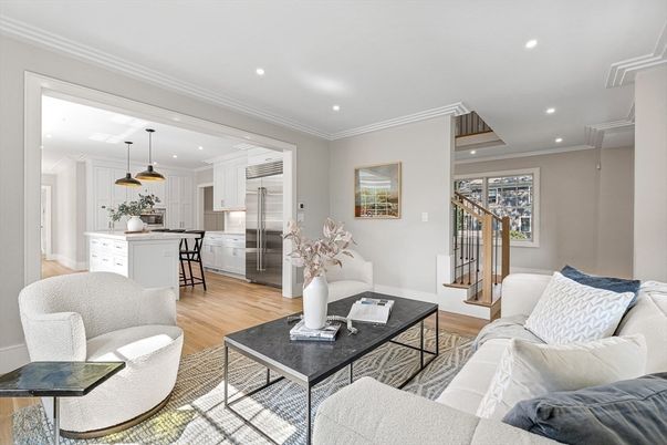Interior, Kitchen, Living room, Pendant Lights, Recessed Lighting, Stainless Steel Appliances, Wood Texture Flooring