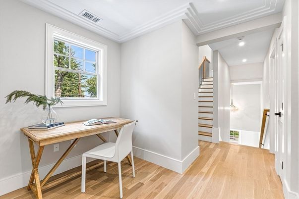 Home Office, Interior, Recessed Lighting, Wood Texture Flooring