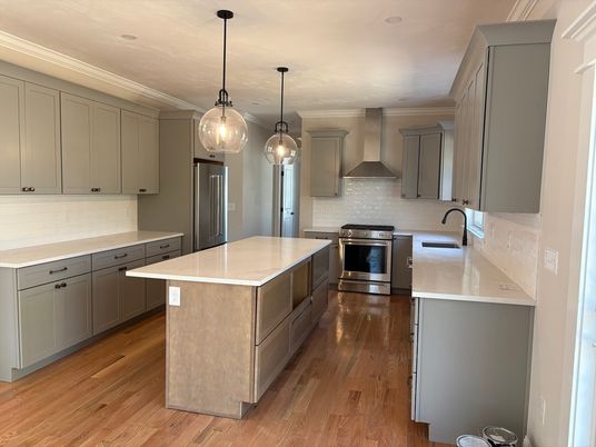 Interior, Kitchen, Pendant Lights, Stainless Steel Appliances, Wood Texture Flooring