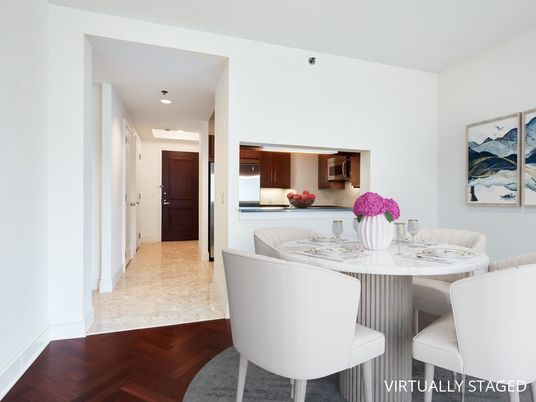 Dining room, Interior, Kitchen, Recessed Lighting, Wood Texture Flooring