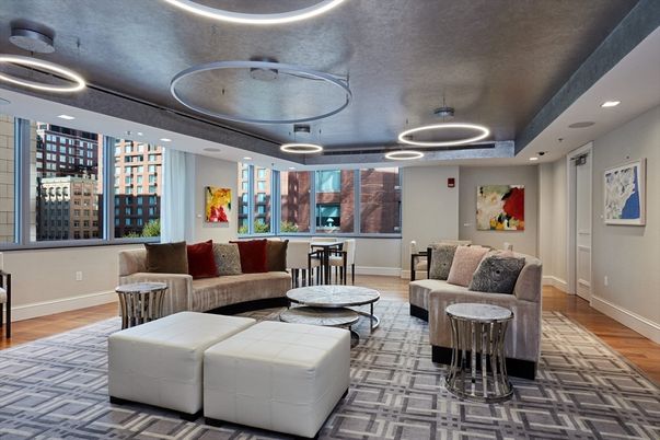Interior, Living room, Pendant Lights, Recessed Lighting, Wood Texture Flooring