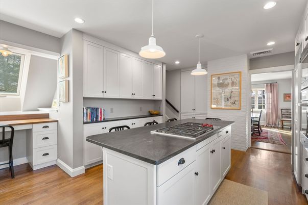 Interior, Kitchen, Pendant Lights, Recessed Lighting, Wood Texture Flooring