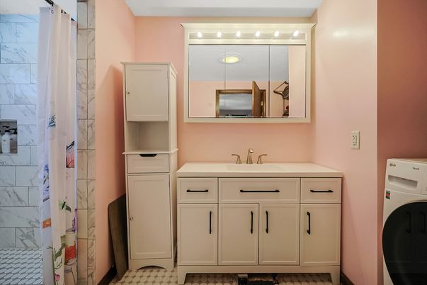 Bathroom, Interior, Marble Walls, Washer
