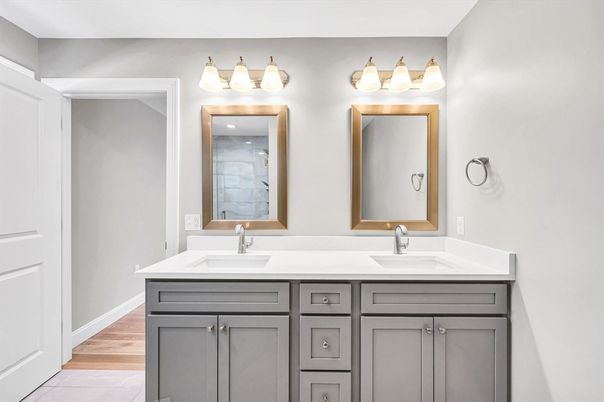 Bathroom, Dual Sink Vanities, Interior, Wood Texture Flooring