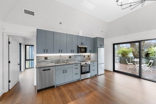 Interior, Kitchen, Stainless Steel Appliances, Wood Texture Flooring