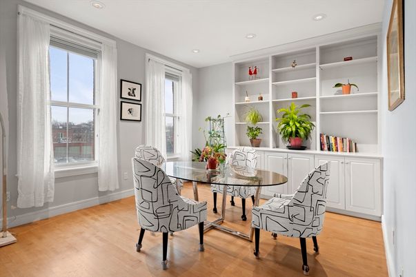 Home Office, Interior, Recessed Lighting, Wood Texture Flooring