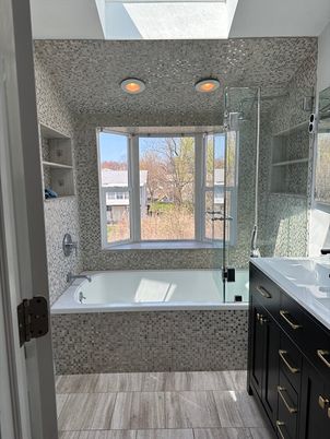 Bathroom, Glass Shower, Interior, Recessed Lighting