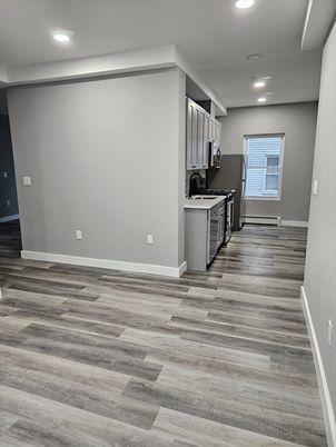 Interior, Kitchen, Recessed Lighting, Wood Texture Flooring