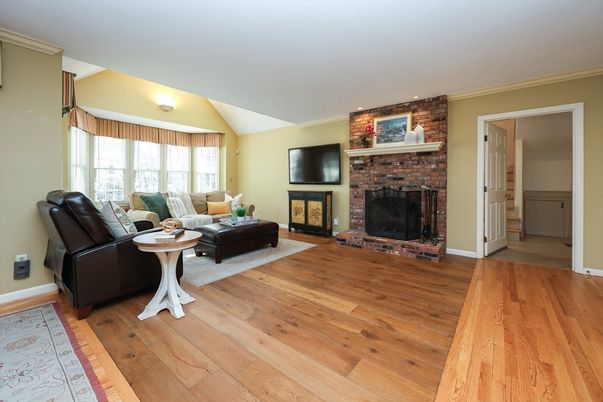 Fireplace, Interior, Living room, Stone Walls, Wood Texture Flooring