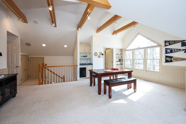 Dining room, Interior, Recessed Lighting, Wooden Beams
