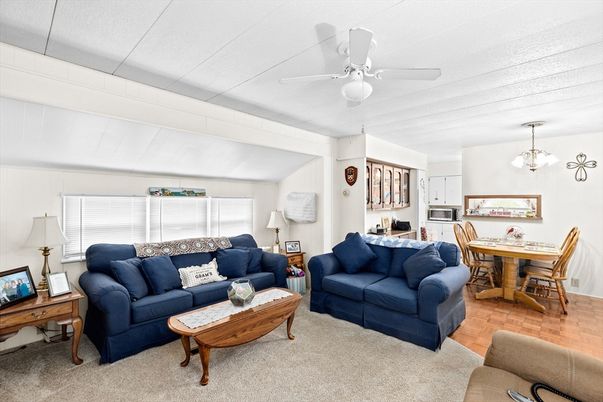 Dining room, Interior, Kitchen, Living room, Pendant Lights, Stainless Steel Appliances, Wood Texture Flooring