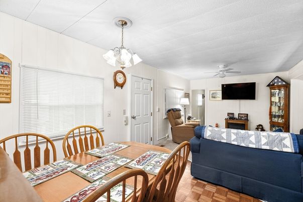 Dining room, Interior, Living room, Pendant Lights, Wood Texture Flooring