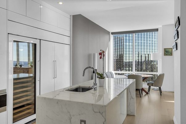 Dining room, Interior, Kitchen, Recessed Lighting, Wood Texture Flooring
