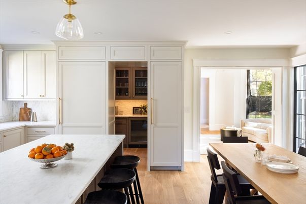 Dining room, Interior, Kitchen, Recessed Lighting, Wood Texture Flooring