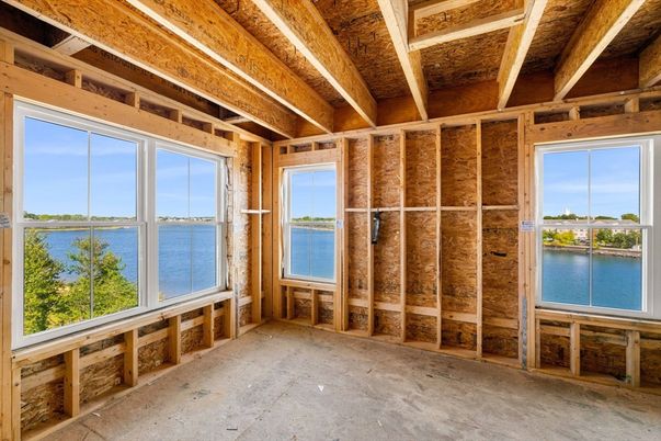 Empty room, Interior, Water, Wooden Beams, Wooden Ceilings, Wooden Walls