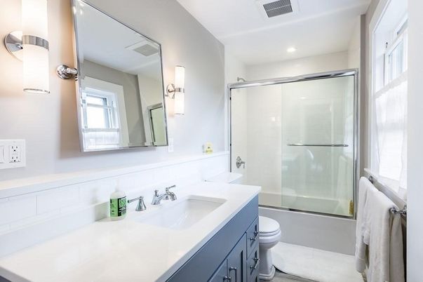 Bathroom, Glass Shower, Interior, Recessed Lighting