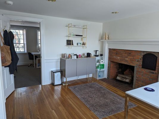 Fireplace, Interior, Recessed Lighting, Stone Walls, Wood Texture Flooring