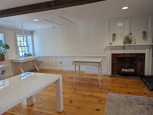 Fireplace, Interior, Recessed Lighting, Wooden Beams, Wood Texture Flooring