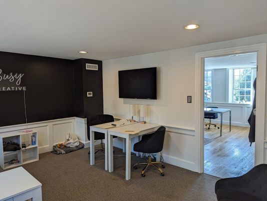 Home Office, Interior, Recessed Lighting, Wood Texture Flooring