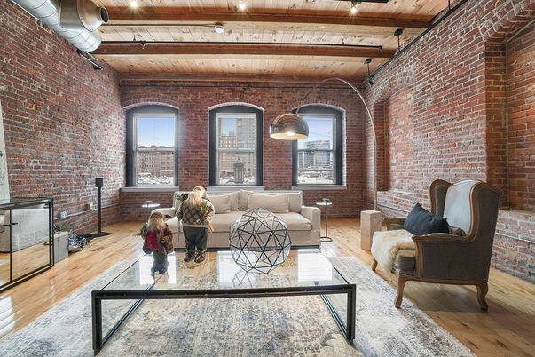 Interior, Living room, Pendant Lights, Stone Walls, Wooden Beams, Wooden Ceilings, Wood Texture Flooring