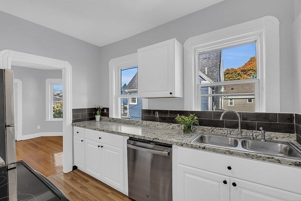 Interior, Kitchen, Stainless Steel Appliances, Wood Texture Flooring