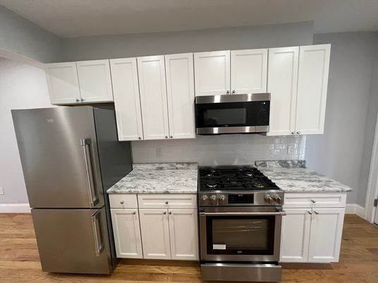Interior, Kitchen, Stainless Steel Appliances, Wood Texture Flooring