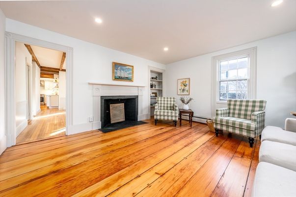Fireplace, Interior, Recessed Lighting, Wood Texture Flooring