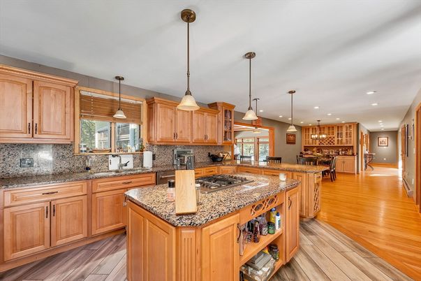 Interior, Kitchen, Pendant Lights, Recessed Lighting, Wood Texture Flooring