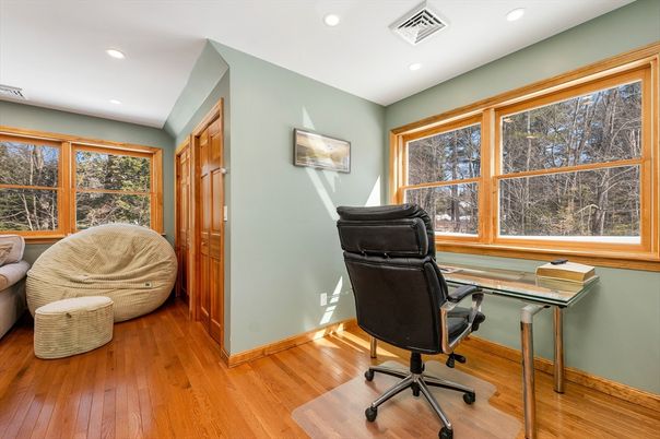 Home Office, Interior, Recessed Lighting, Wood Texture Flooring