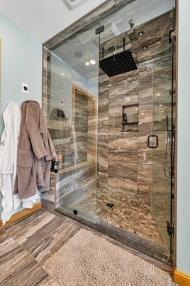 Bathroom, Glass Shower, Interior, Recessed Lighting