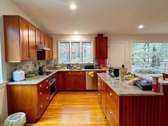 Interior, Kitchen, Recessed Lighting, Wood Texture Flooring