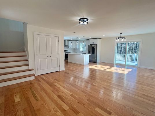 Interior, Kitchen, Pendant Lights, Stainless Steel Appliances, Wood Texture Flooring