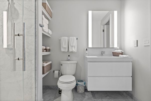 Bathroom, Glass Shower, Interior, Marble
