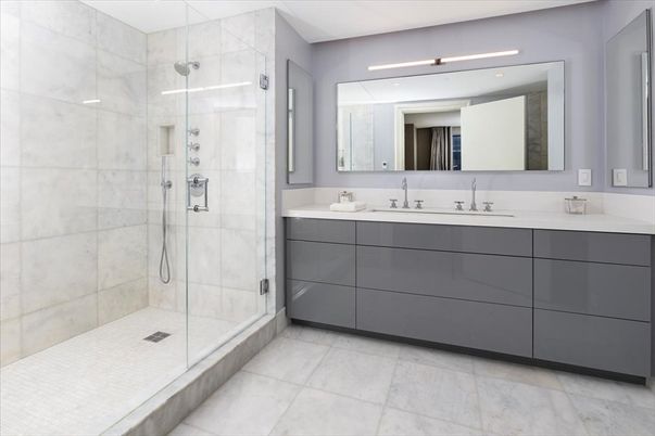 Bathroom, Dual Sink Vanities, Glass Shower, Interior, Recessed Lighting