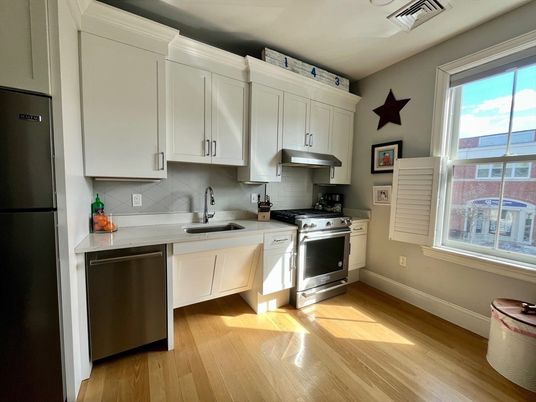 Interior, Kitchen, Stainless Steel Appliances, Wood Texture Flooring