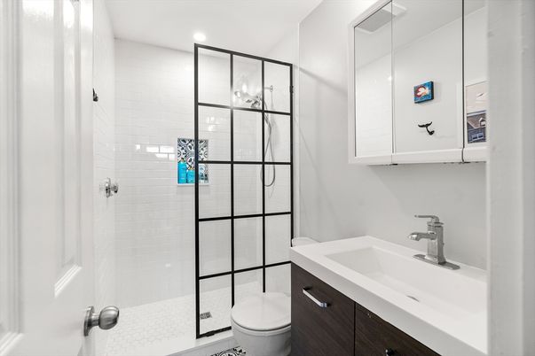 Bathroom, Glass Shower, Interior, Recessed Lighting