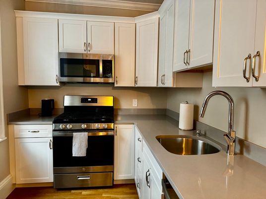 Interior, Kitchen, Stainless Steel Appliances, Wood Texture Flooring