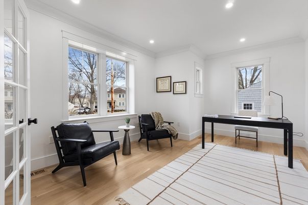 Home Office, Interior, Recessed Lighting, Wood Texture Flooring