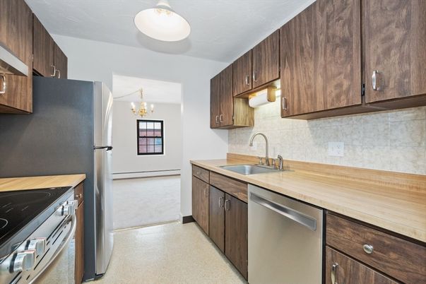 Chandelier, Interior, Kitchen, Stainless Steel Appliances