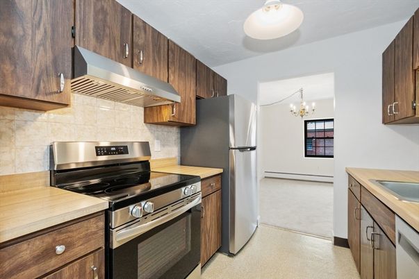 Chandelier, Interior, Kitchen, Stainless Steel Appliances