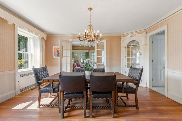Chandelier, Dining room, Interior, Wood Texture Flooring