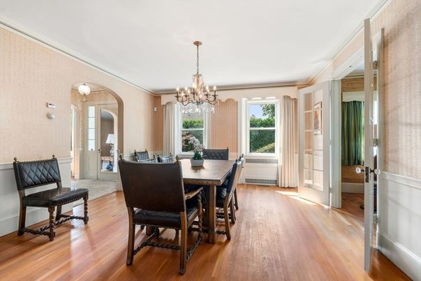 Chandelier, Dining room, Interior, Wood Texture Flooring