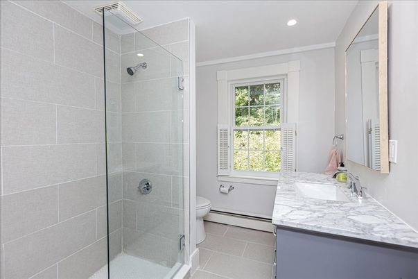 Bathroom, Glass Shower, Interior, Recessed Lighting
