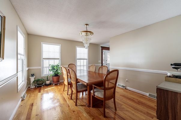 Chandelier, Dining room, Interior, Wood Texture Flooring