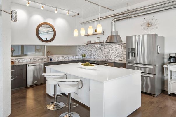 Interior, Kitchen, Stainless Steel Appliances, Wood Texture Flooring
