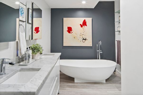 Bathroom, Dual Sink Vanities, Glass Shower, Interior, Recessed Lighting