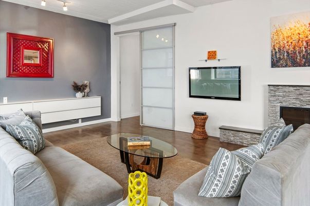 Dining room, Interior, Kitchen, Pendant Lights, Stainless Steel Appliances, Wood Texture Flooring