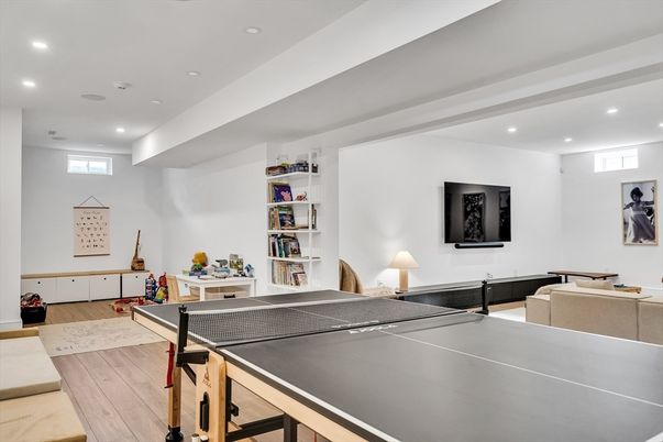 Game Room, Interior, Recessed Lighting, Wood Texture Flooring