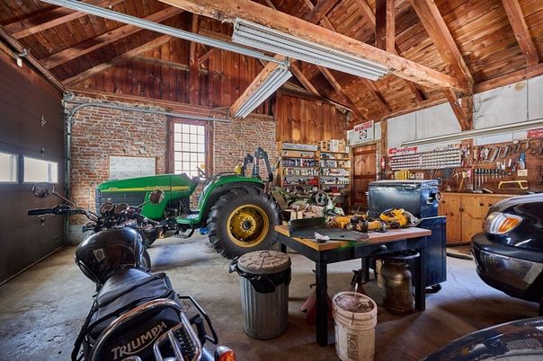 Garage, Interior, Stone Walls, Wooden Beams, Wooden Ceilings, Wooden Walls