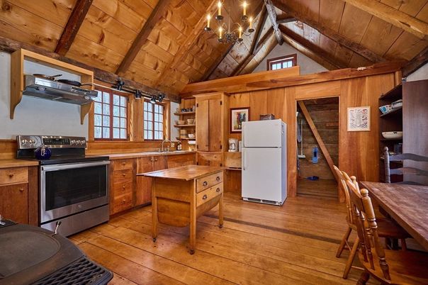 Chandelier, Interior, Kitchen, Wooden Beams, Wooden Ceilings, Wood Texture Flooring, Wooden Walls